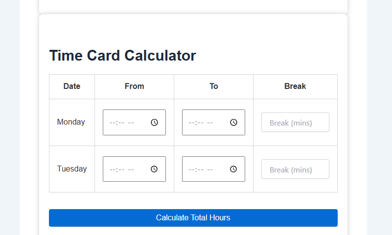 Time Card Calculator